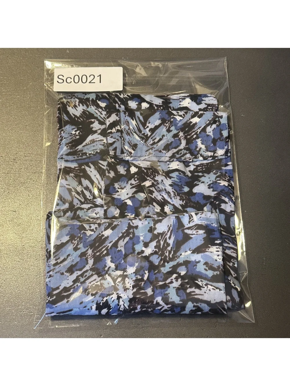Blue, Black, & White Abstract Patterned Scarf